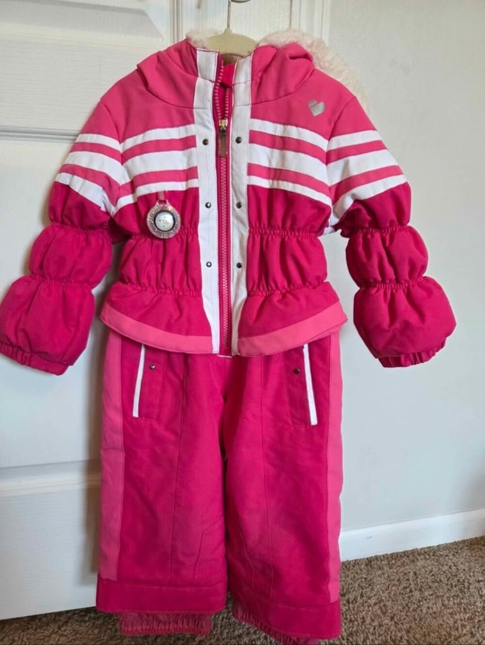 Obermeyer Bright Pink Girls' One-Piece Snow Suit, Size 2t